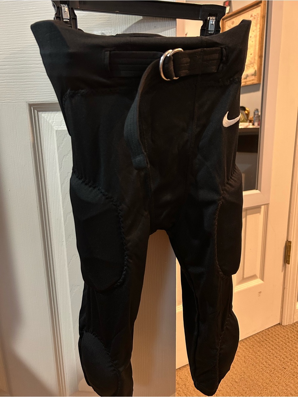 Nike Black Boys Large Padded Football Pants with Belt
